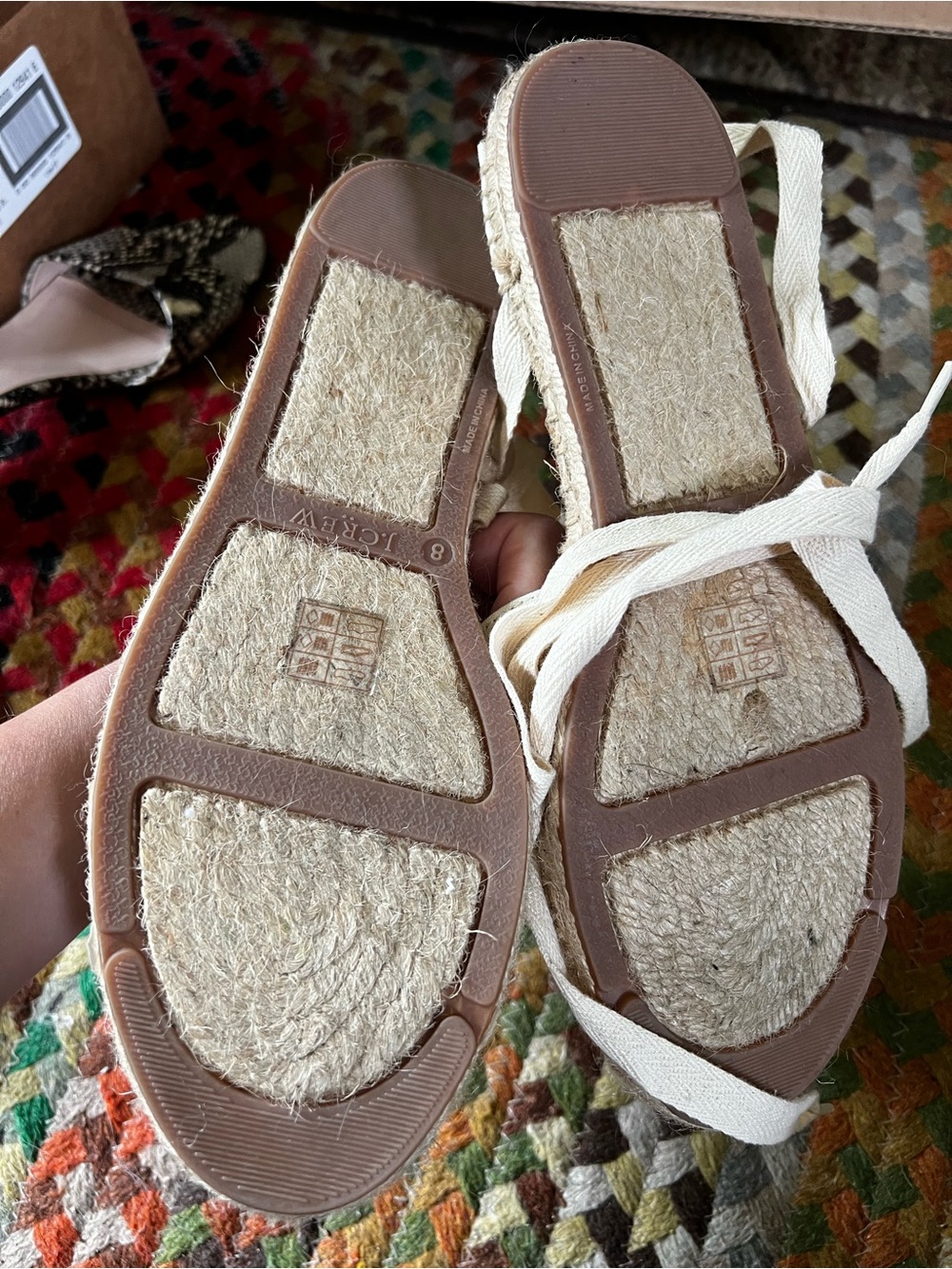 J. Crew Women’s Cream Canvas Espadrille Lace-Up Sandals - Picture 7 of 14